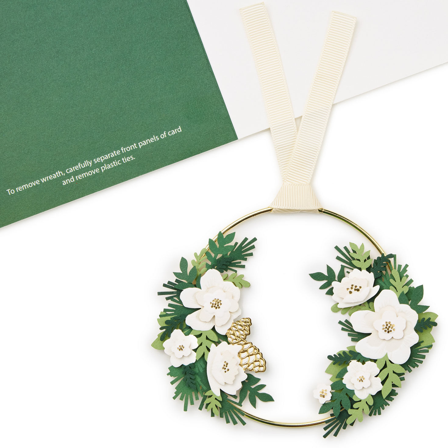 White Floral Wreath Christmas Card attachment detail image number 5