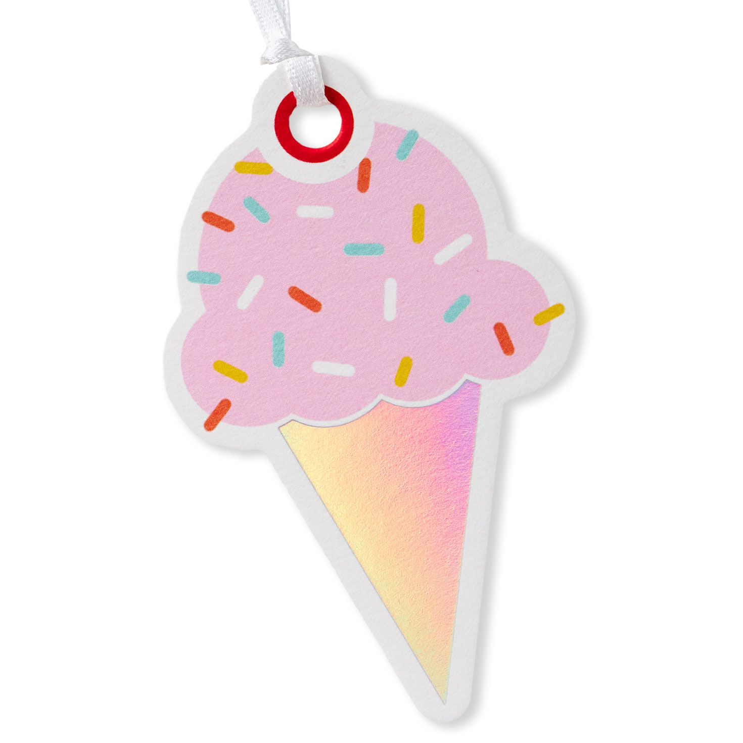 Ice Cream Cone With Sprinkles Die-Cut Gift Tag upclose view  image number 4