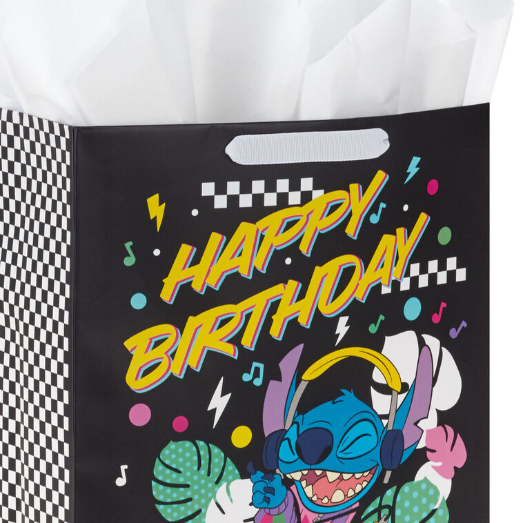 13" Disney Stitch Music Fun Large Gift Bag With Tissue Paper, , large image number 4