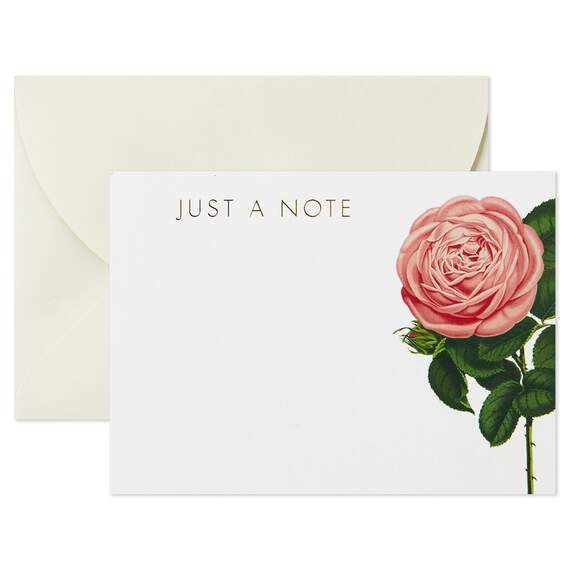 Cream and Pink Roses Blank Flat Note Cards With Caddy, Box of 40, , large image number 3