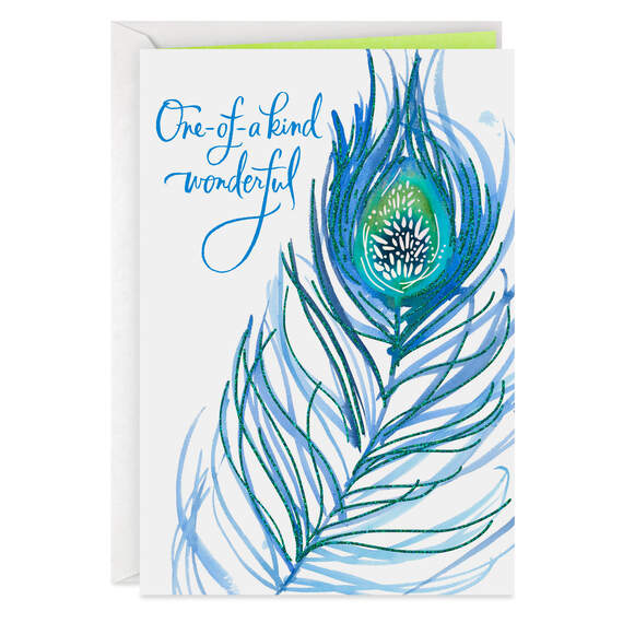 UNICEF One-of-a-Kind Wonderful Peacock Feather Birthday Card
