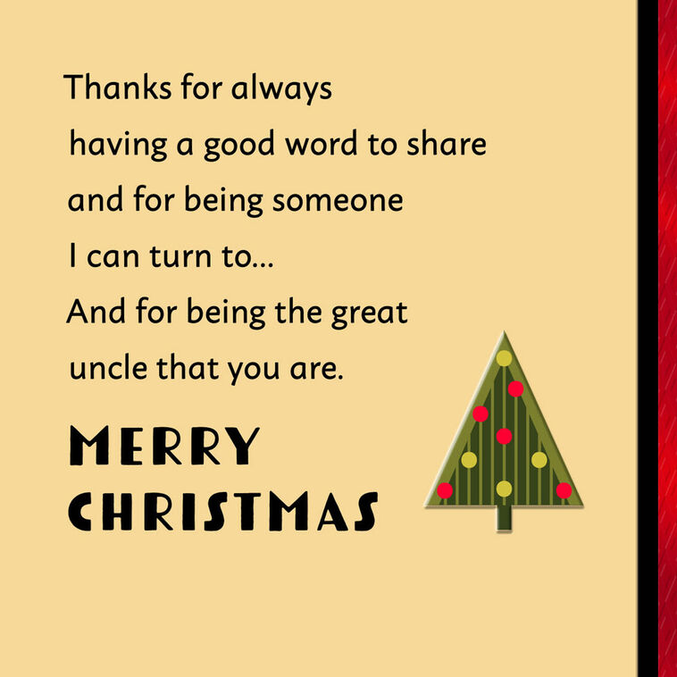 Festive Patterns Christmas Card for Uncle Sentiment image number 2