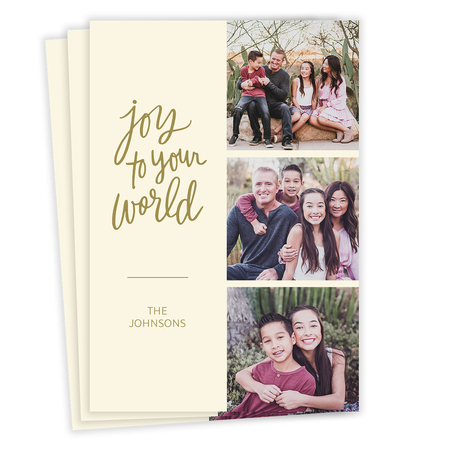 Gold Script Joy Flat Holiday Photo Card
