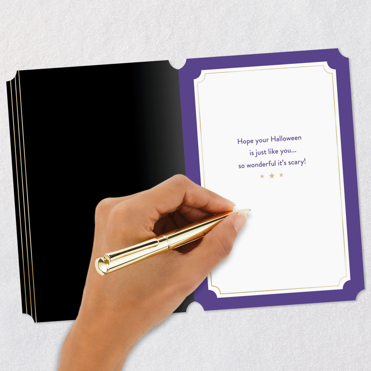 Haunted House Purple and Black Halloween Card signing card image number 6