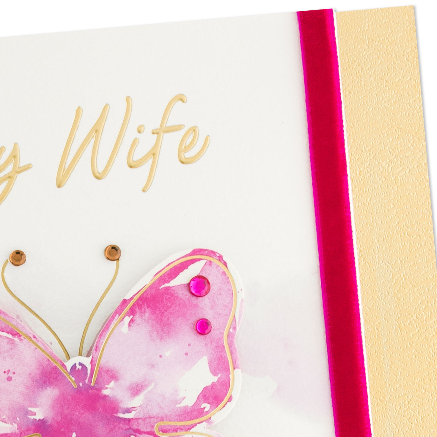 Pink Watercolor Butterfly Mother's Day Card for Wife Card Front Detail image number 5