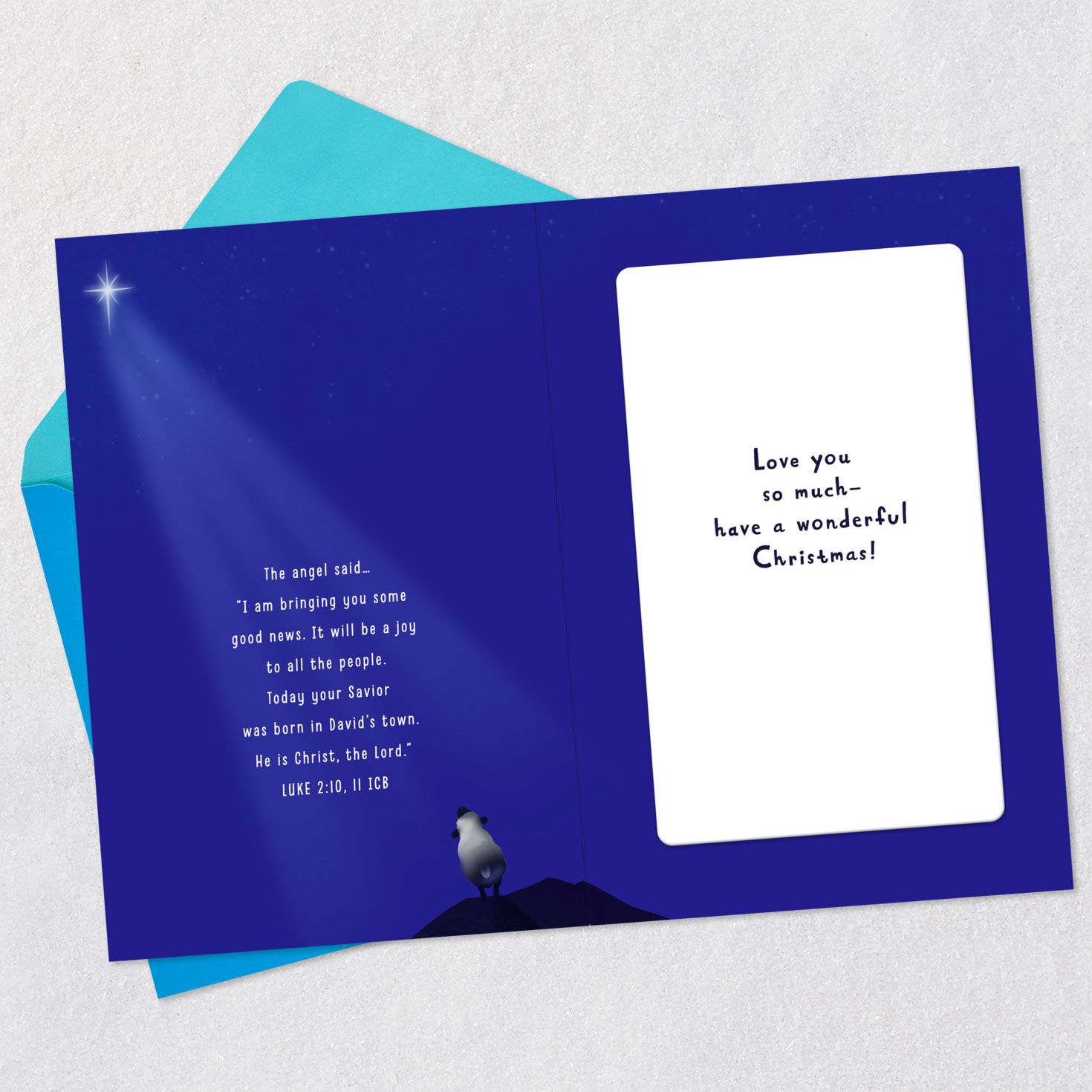 Shepherd Religious Christmas Card for Grandson Open card with envelope image number 4