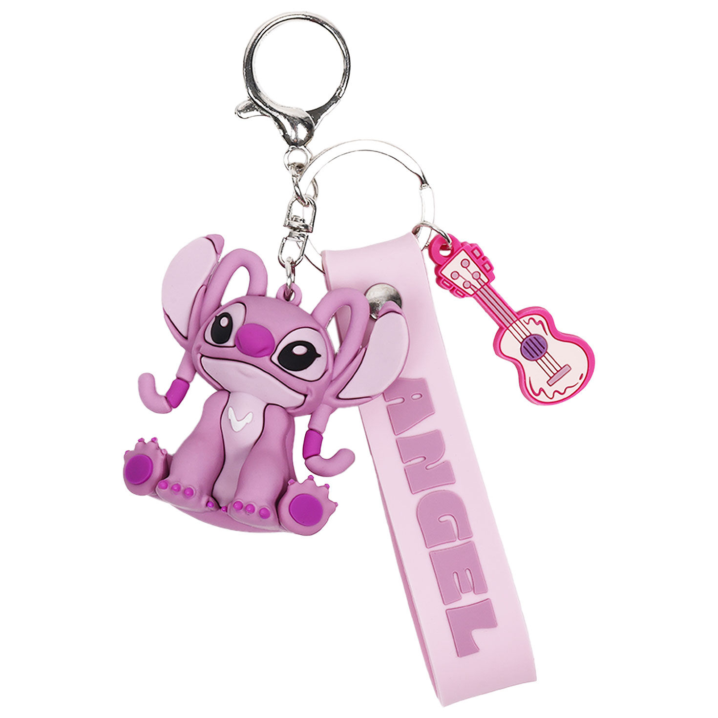 Set of Stitch and Angel Pink and Blue Keychains single front image number 4