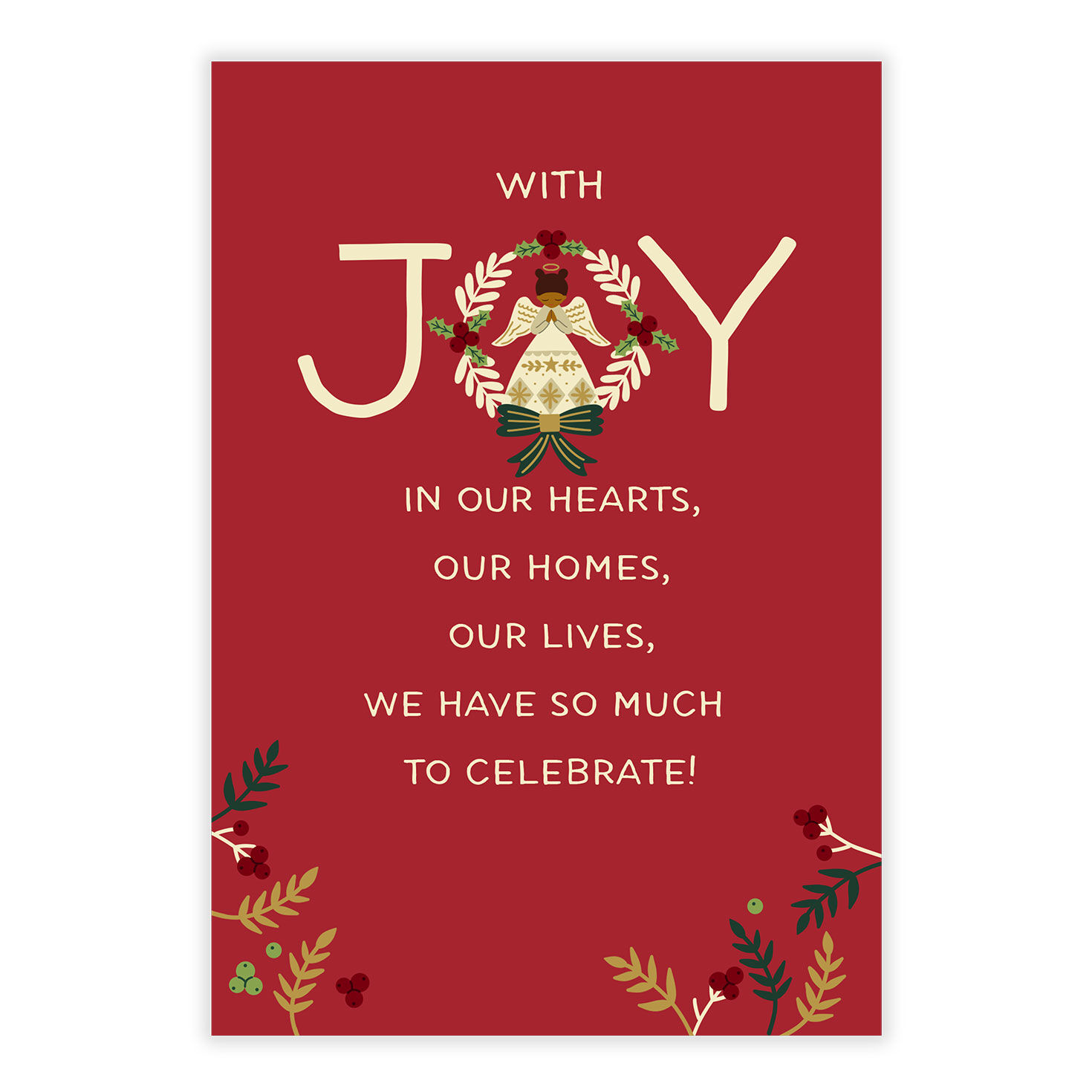 Joy With Angel Personalized Holiday Card front image number 2