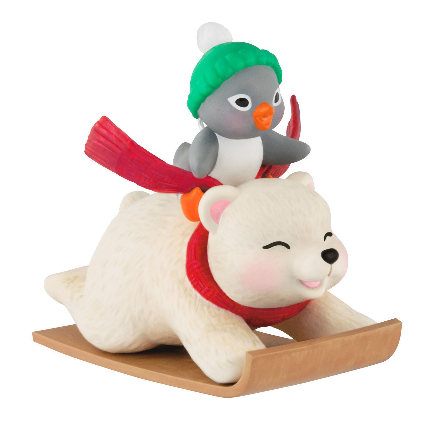 Snowball and Tuxedo Sledding Sidekicks Ornament