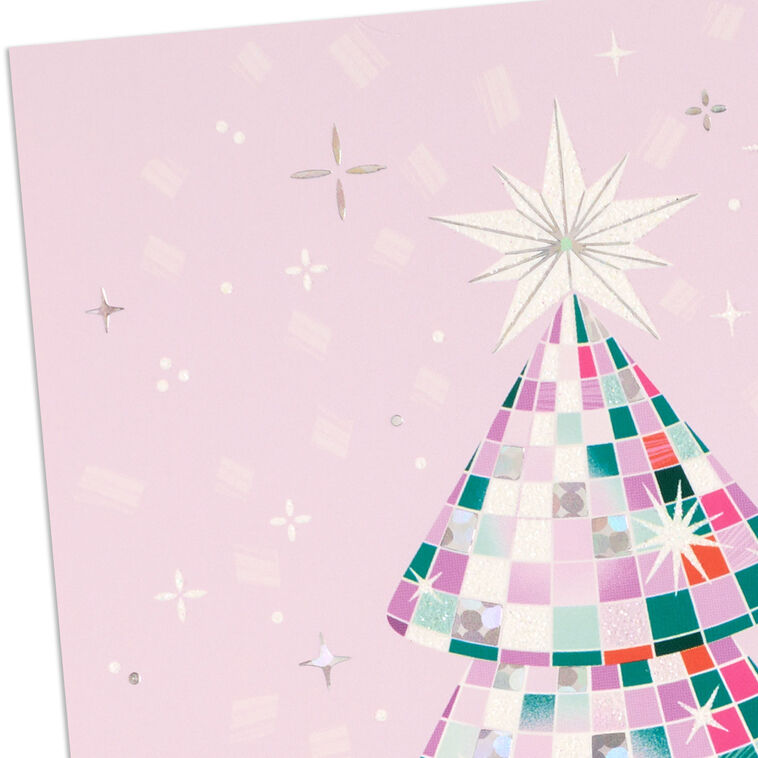 Geometric Tree on Pink Boxed Christmas Cards Cover Detail image number 5