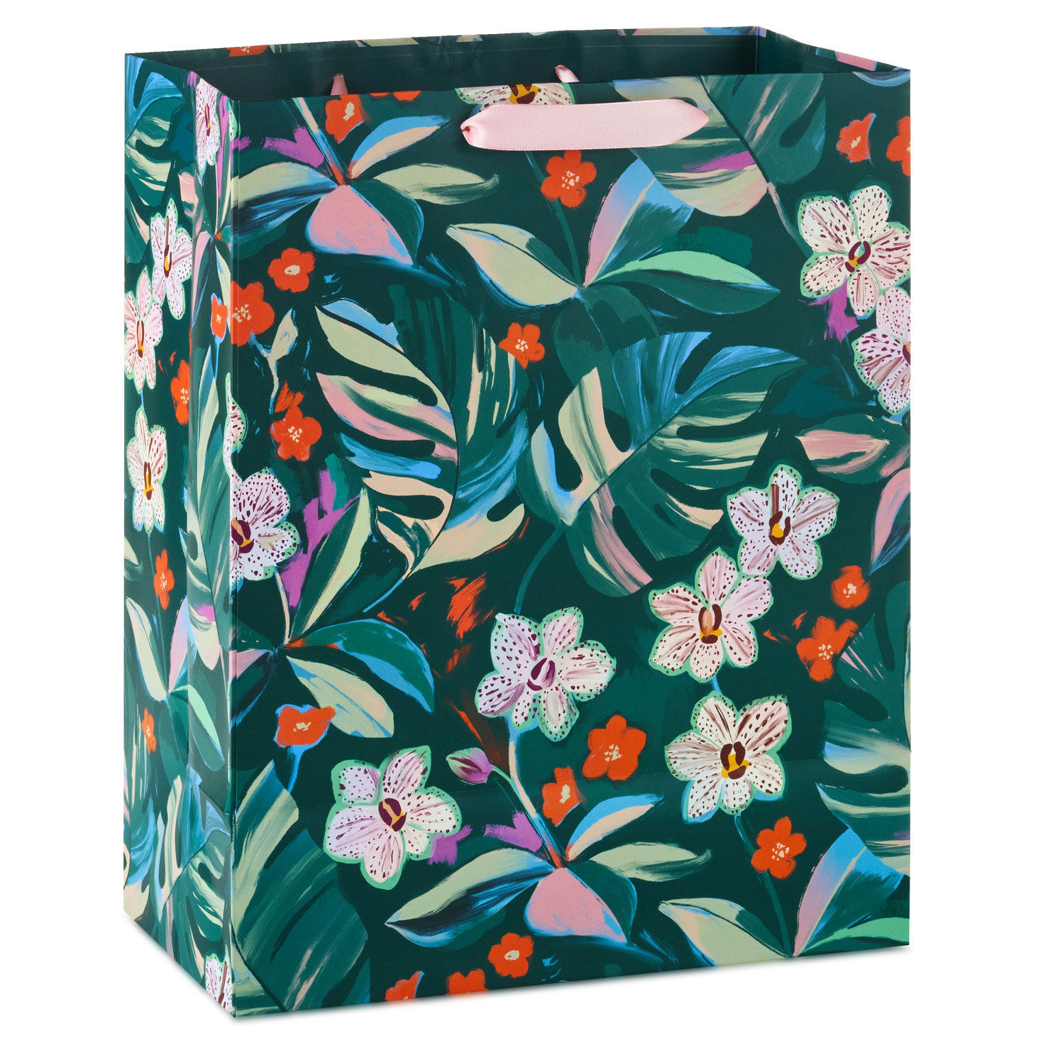 Orange and Speckled Flowers Large Gift Bag Back image number 6