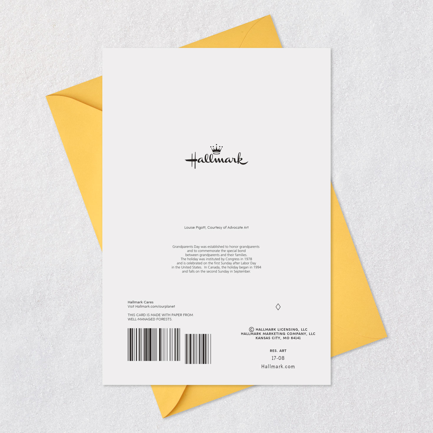 Heart-Shaped Flowers Grandparents Day Card for Grandma Card Back with Envelope image number 7