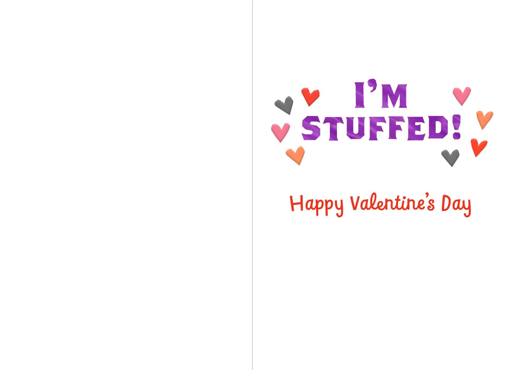 Too Stuffed Teddy Bear Funny Valentine's Day Card