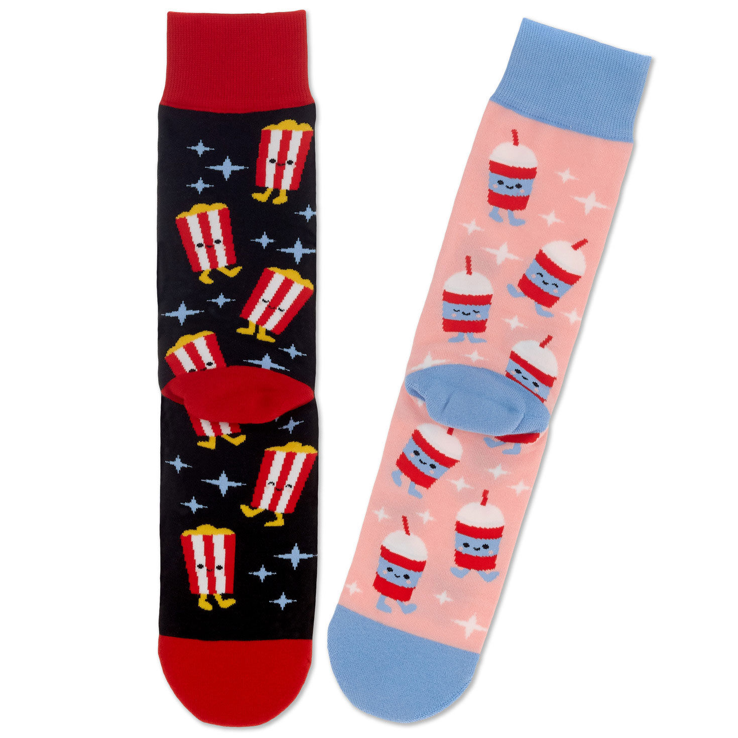 Popcorn and Slushie Mismatched Novelty Crew Socks  image number 2