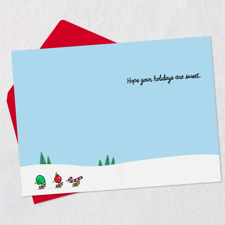 Gingerbread House with Ants Cartoon Christmas Card Open card with envelope image number 3