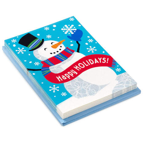 Snowman Holding Snowflake Boxed Holiday Cards, Pack of 10, , large