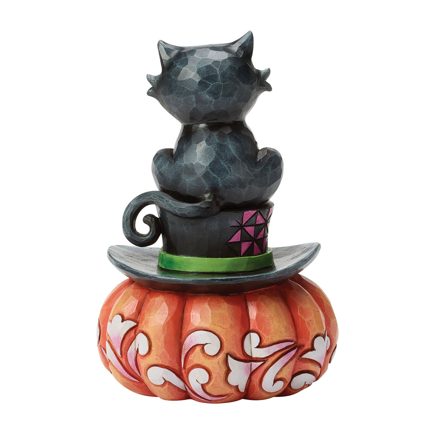 Jim Shore Black Cat on Pumpkin Halloween Figurine Back image number 2