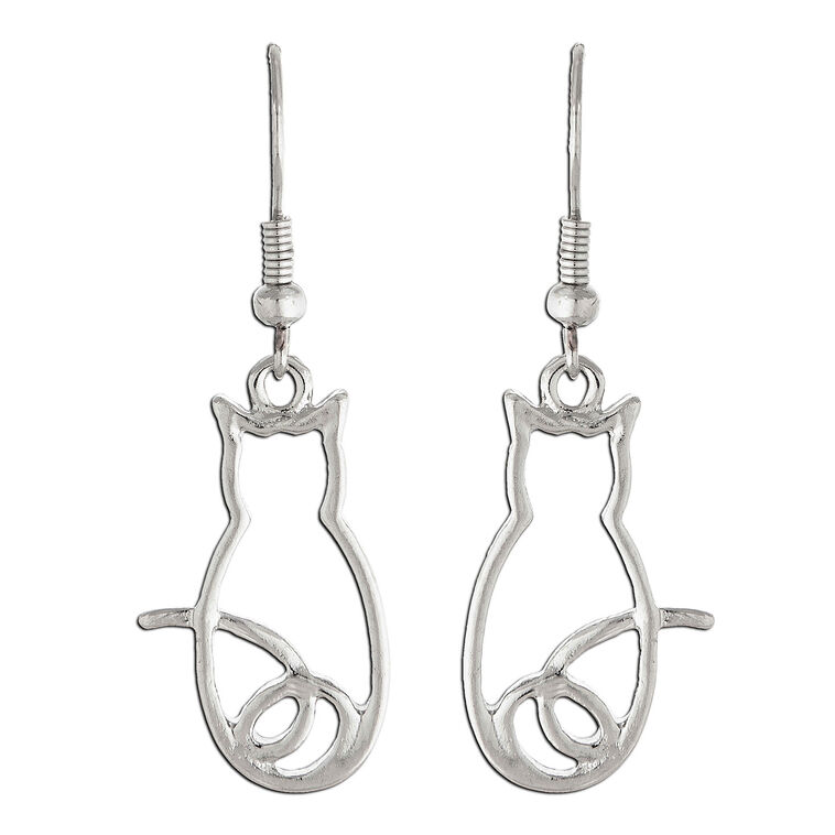 Rain Jewelry Silver Cat Silhouette Earrings, , large image number 1