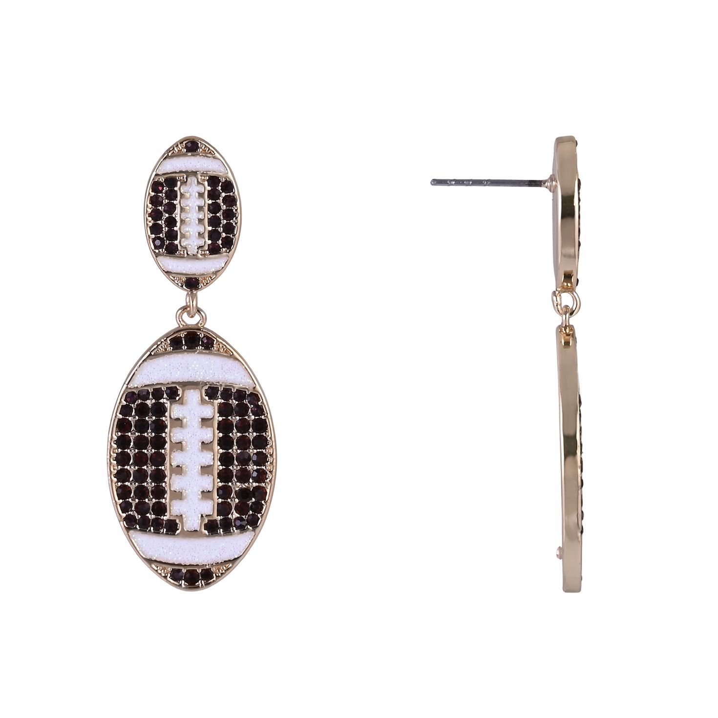 Game Day Stone Football Earrings front and side image number 2
