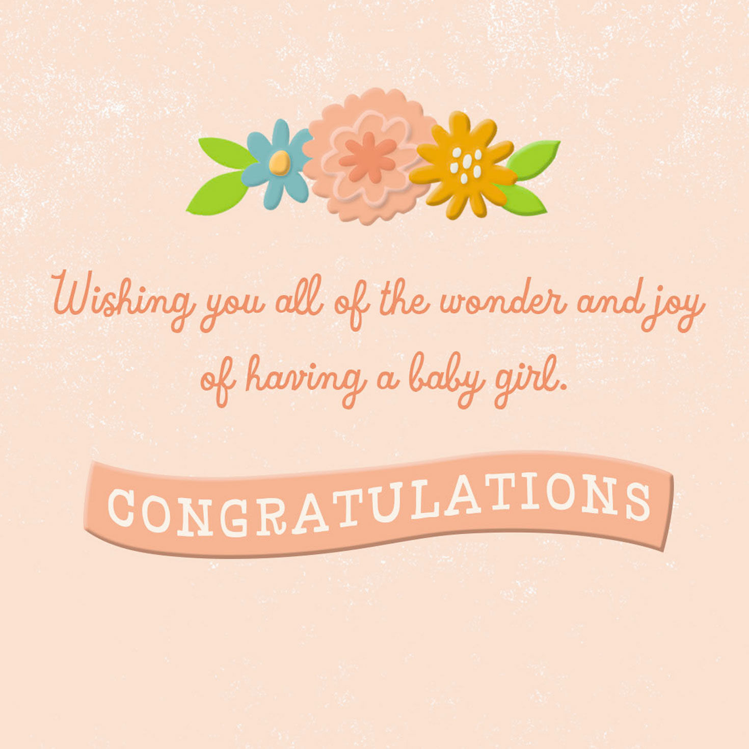 Blue and Peach Floral Baby Girl Card  image number 2