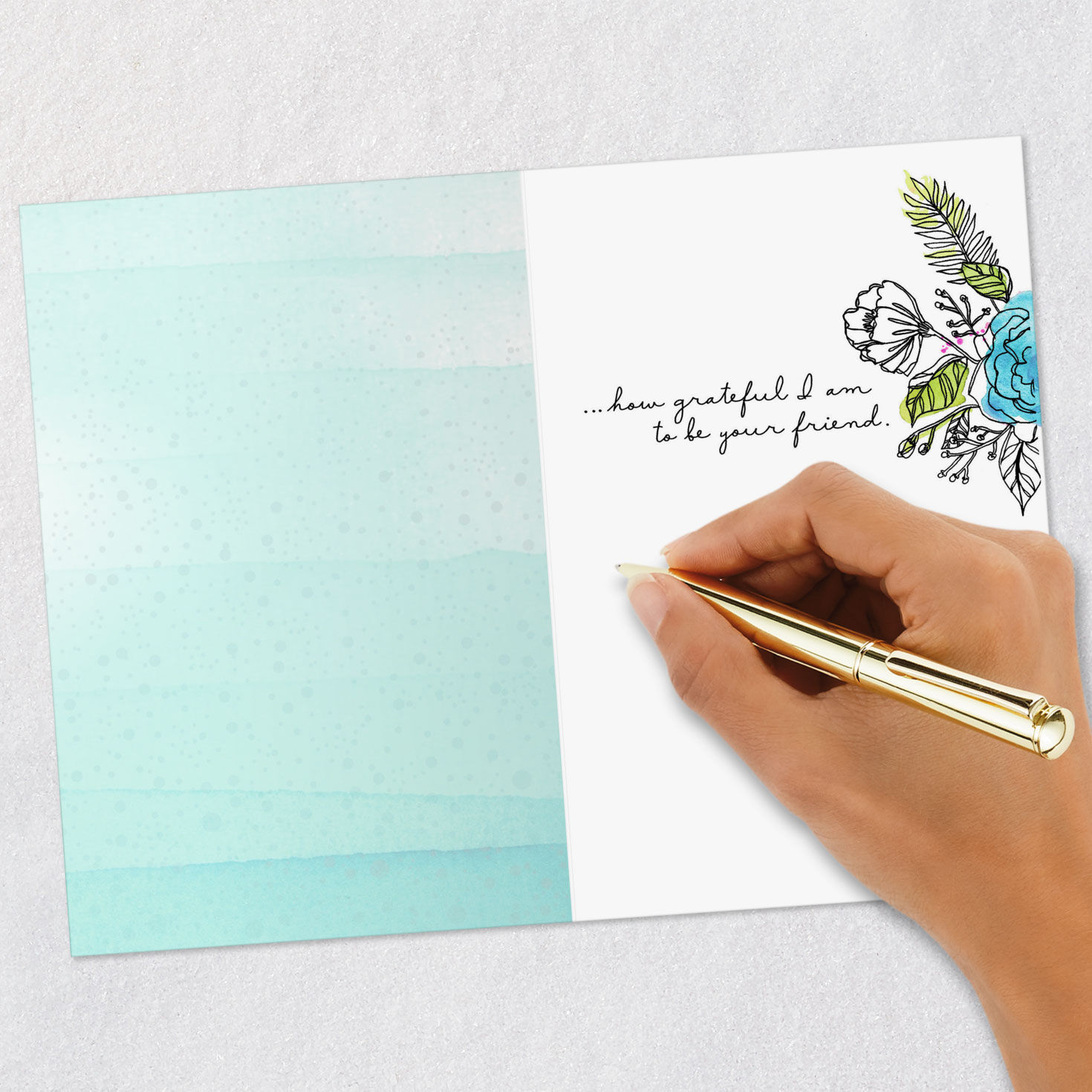 Watercolor Hummingbirds and Flowers Friendship Card Signing card image number 6