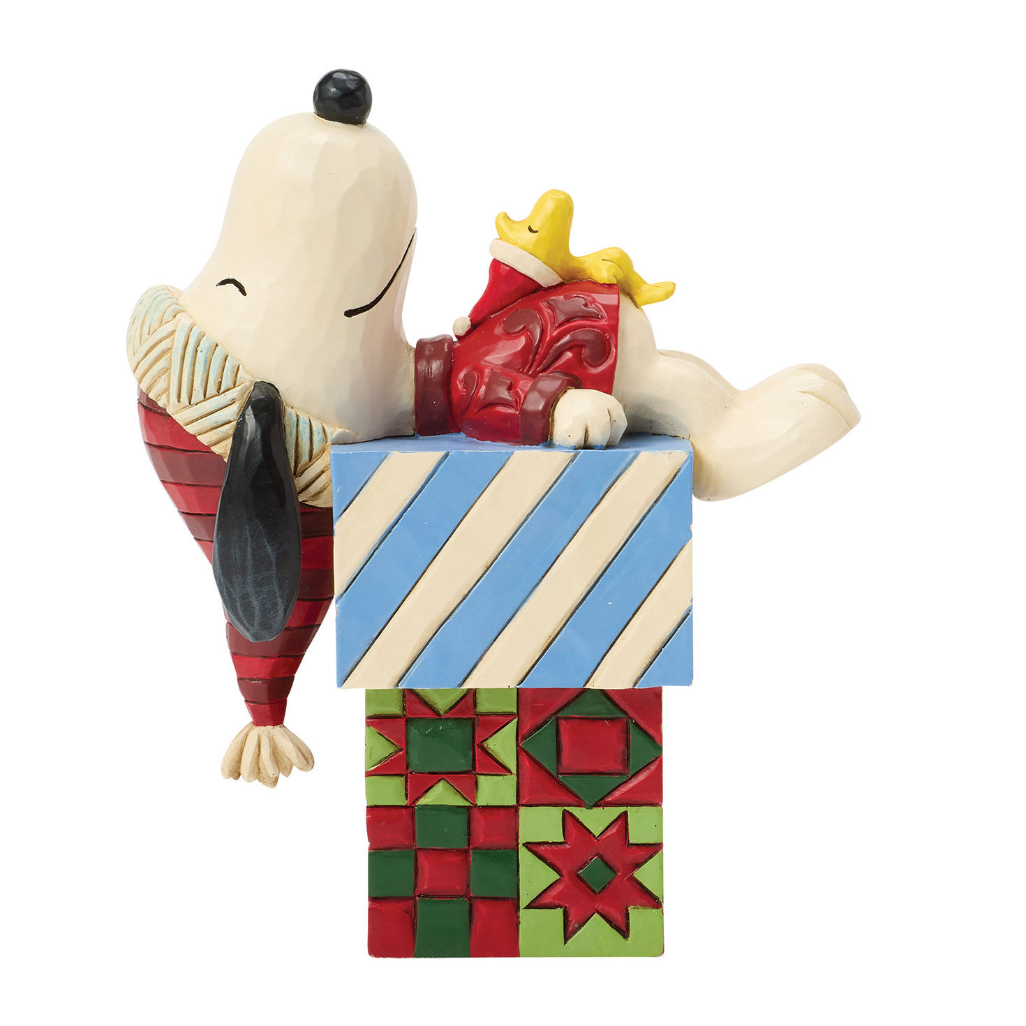Jim Shore Snoopy Woodstock Sleeping on Gifts Statue front image number 2
