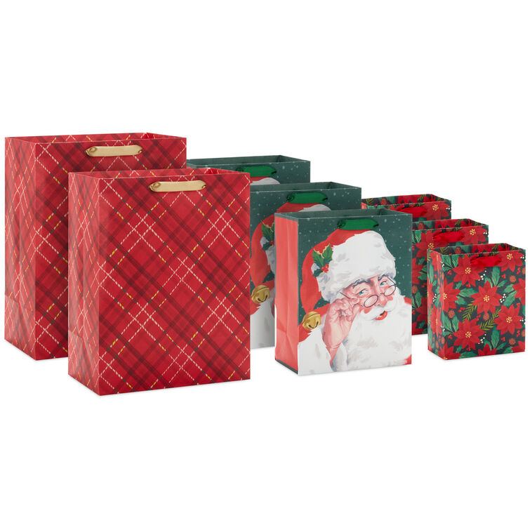 Traditional Christmas 8-Pack Assorted Gift Bag Bundle