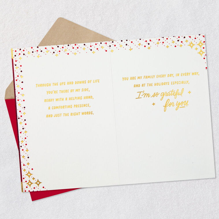 Red and Gold Lettering Friend Christmas Card Open card with envelope image number 4