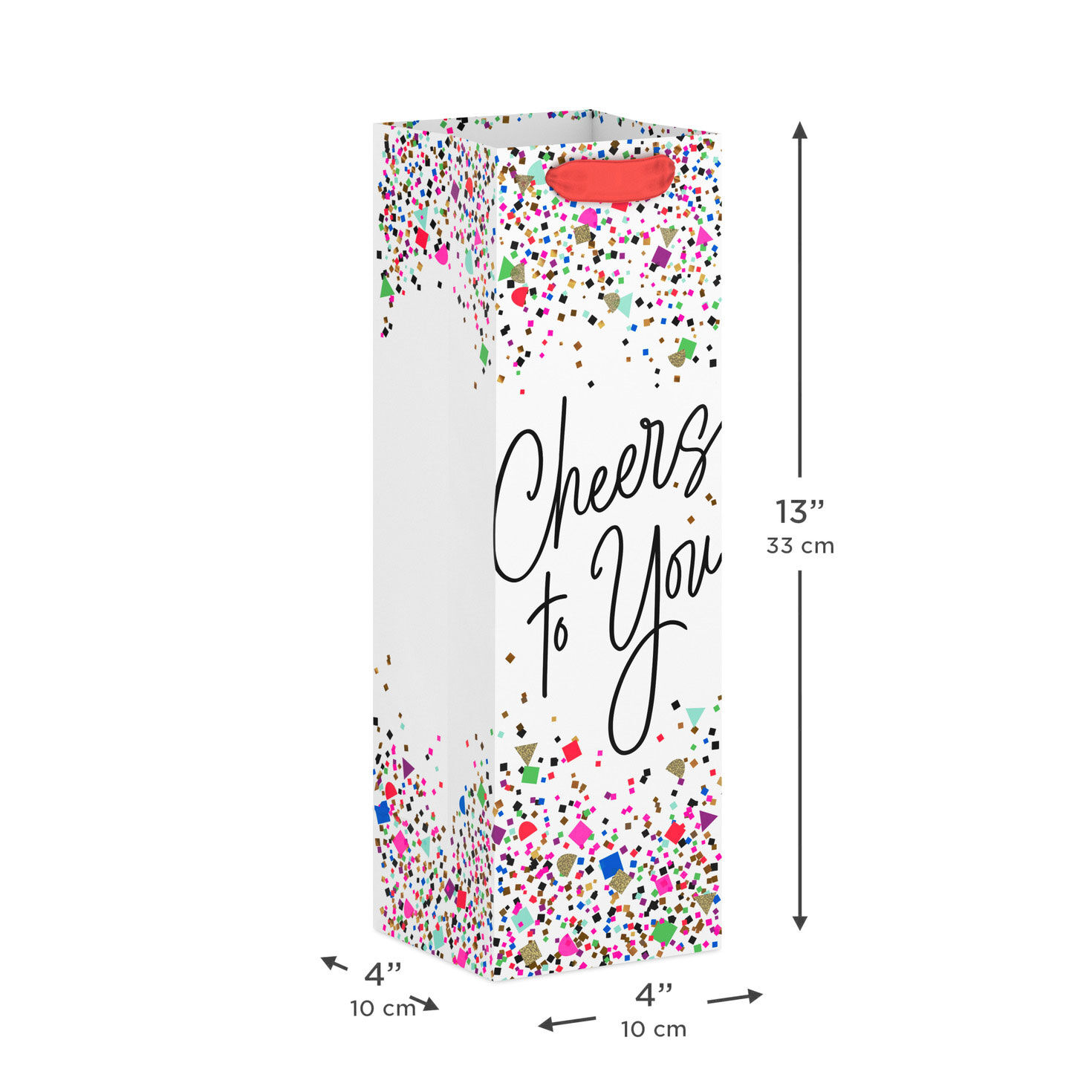 Colorful Confetti Cheers to You Wine Bag measurement image number 3