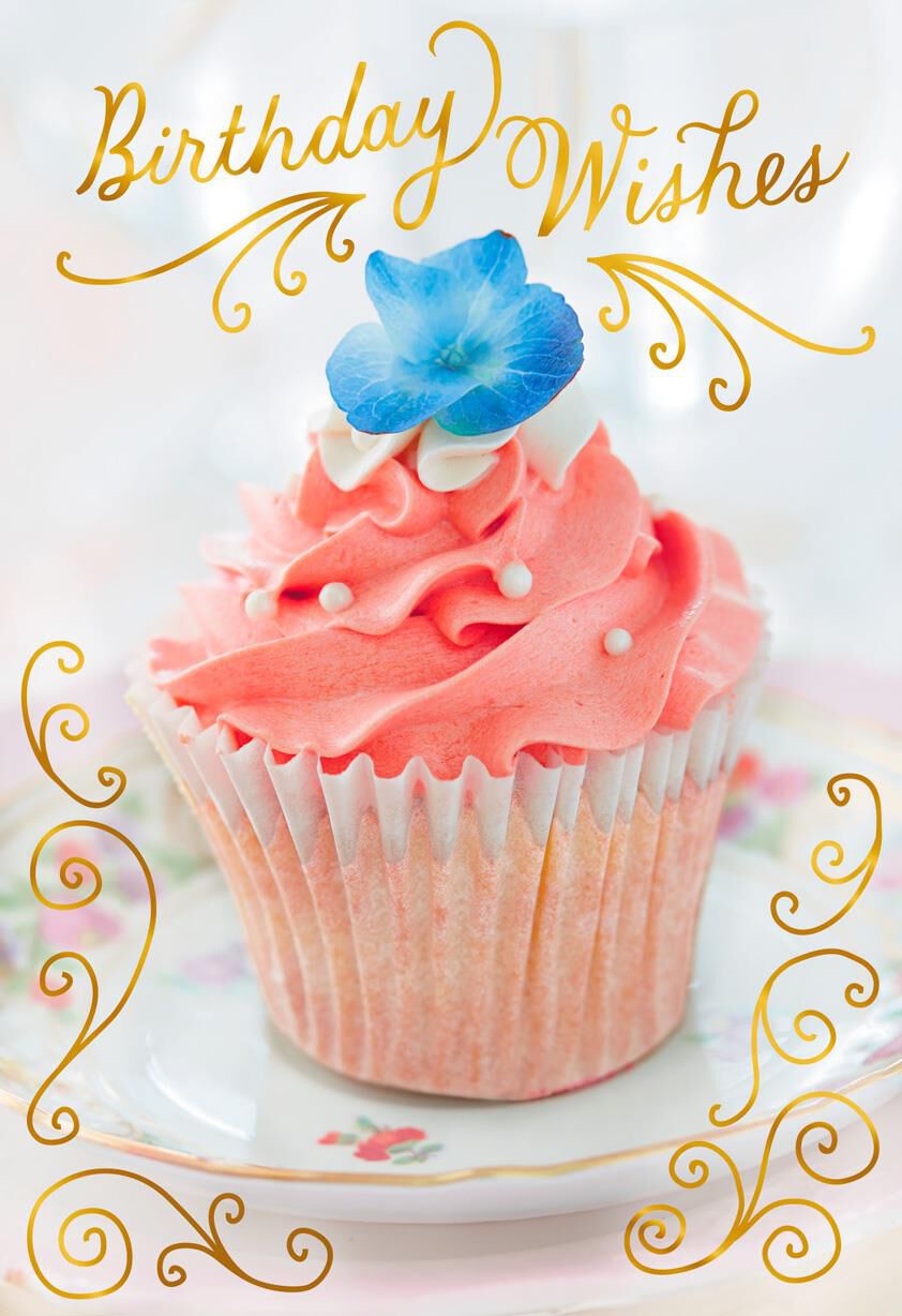 Cupcake and Sweet Wishes With Foil Birthday Card