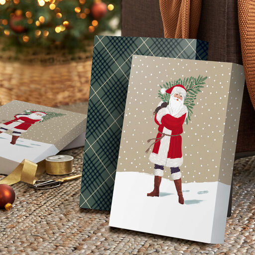 Santa and Plaid 3-Pack Large Christmas Gift Boxes, 