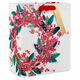 9.6" Berry Wreath on White Medium Christmas Gift Bag