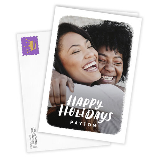 White Frame Folded Holiday Photo Card, 