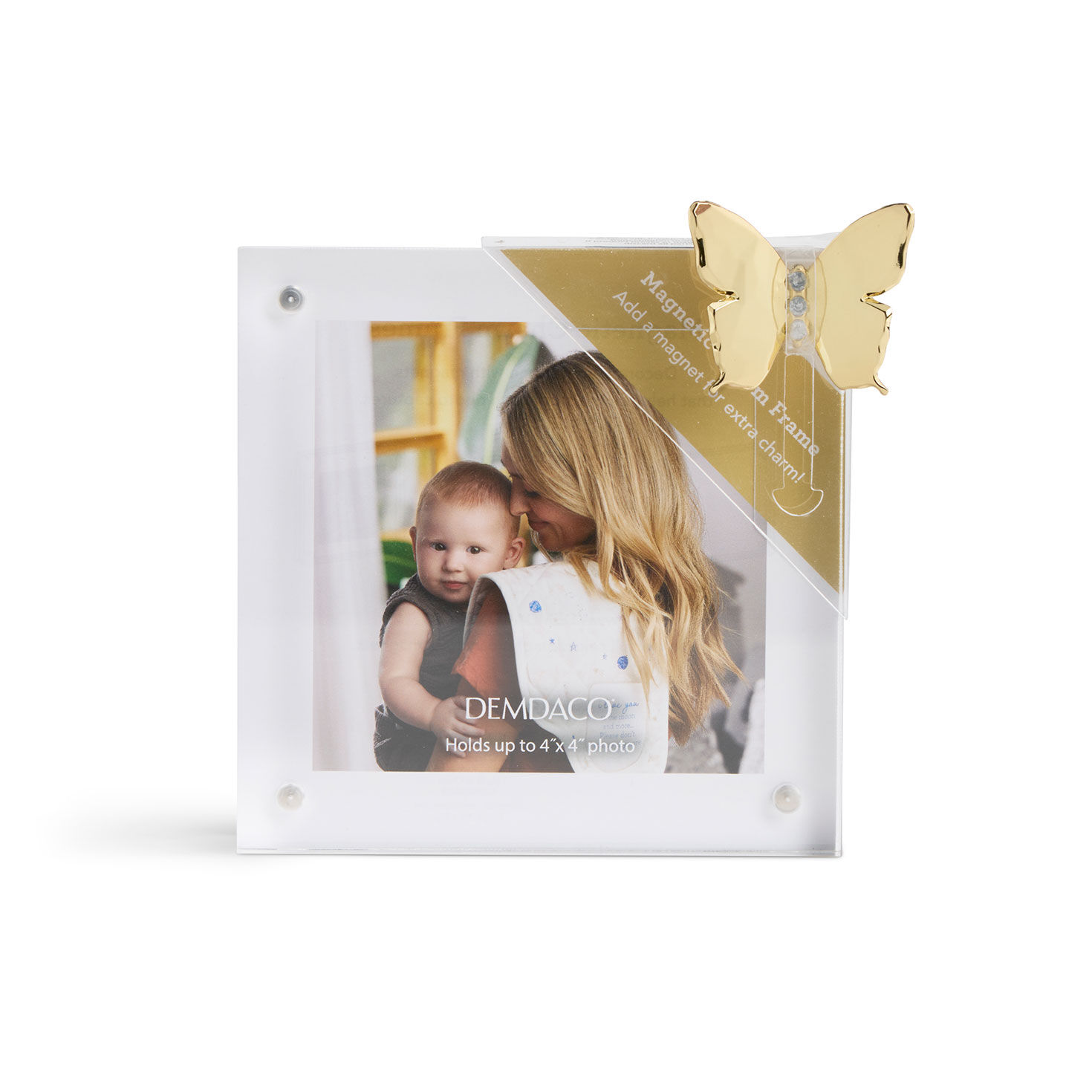 Demdaco Acrylic Picture Frame With Butterfly Charm, 4x4