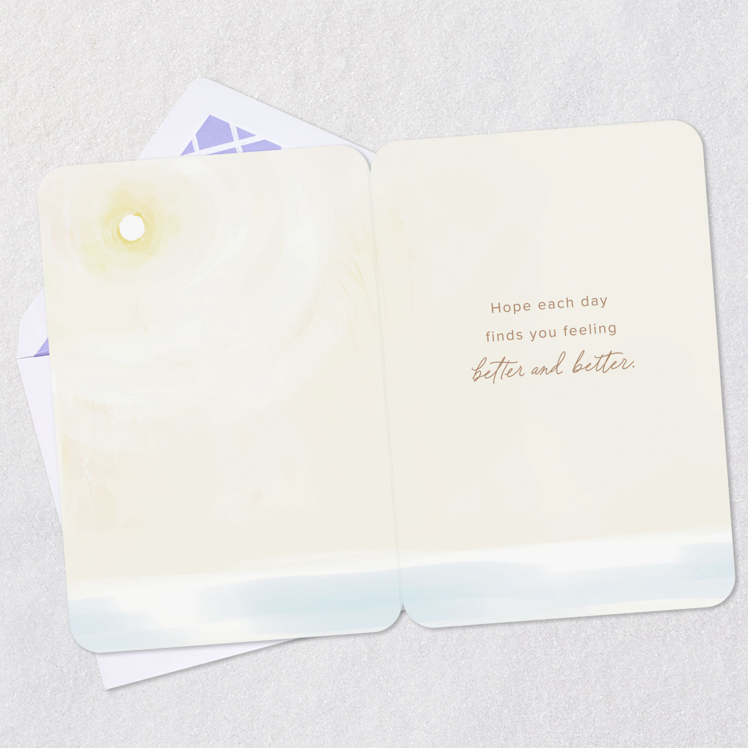 Footprints in Ocean Sand Dunes Get Well Card Open card with envelope image number 3
