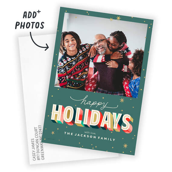 Colorful Shadowed Lettering Flat Holiday Photo Card, , large image number 2