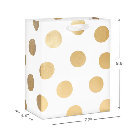 9.6" Gold Dots on White Medium Gift Bag, , large image number 3