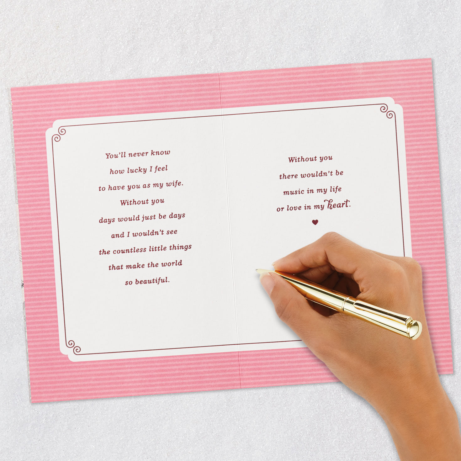 Red Roses Valentine's Day Card for Wife signing card image number 7