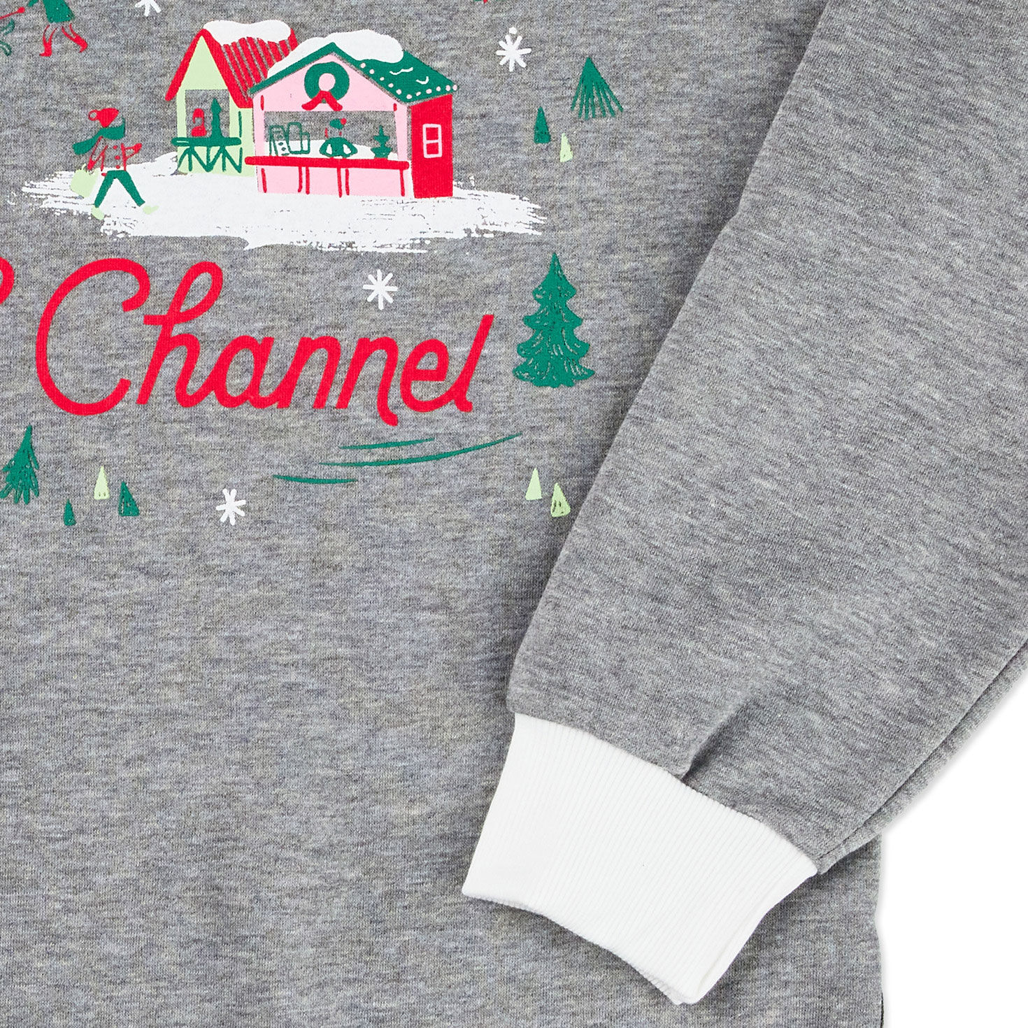 Comfy Cozy Merry Gray Hallmark Channel Sweatshirt upclose detail image number 4