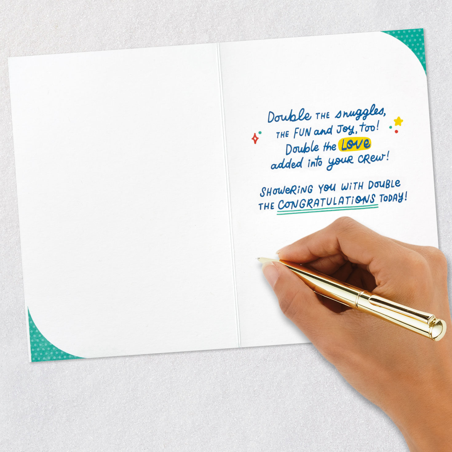 Sun and Rainbow Baby Shower Card for Twins signing card image number 7