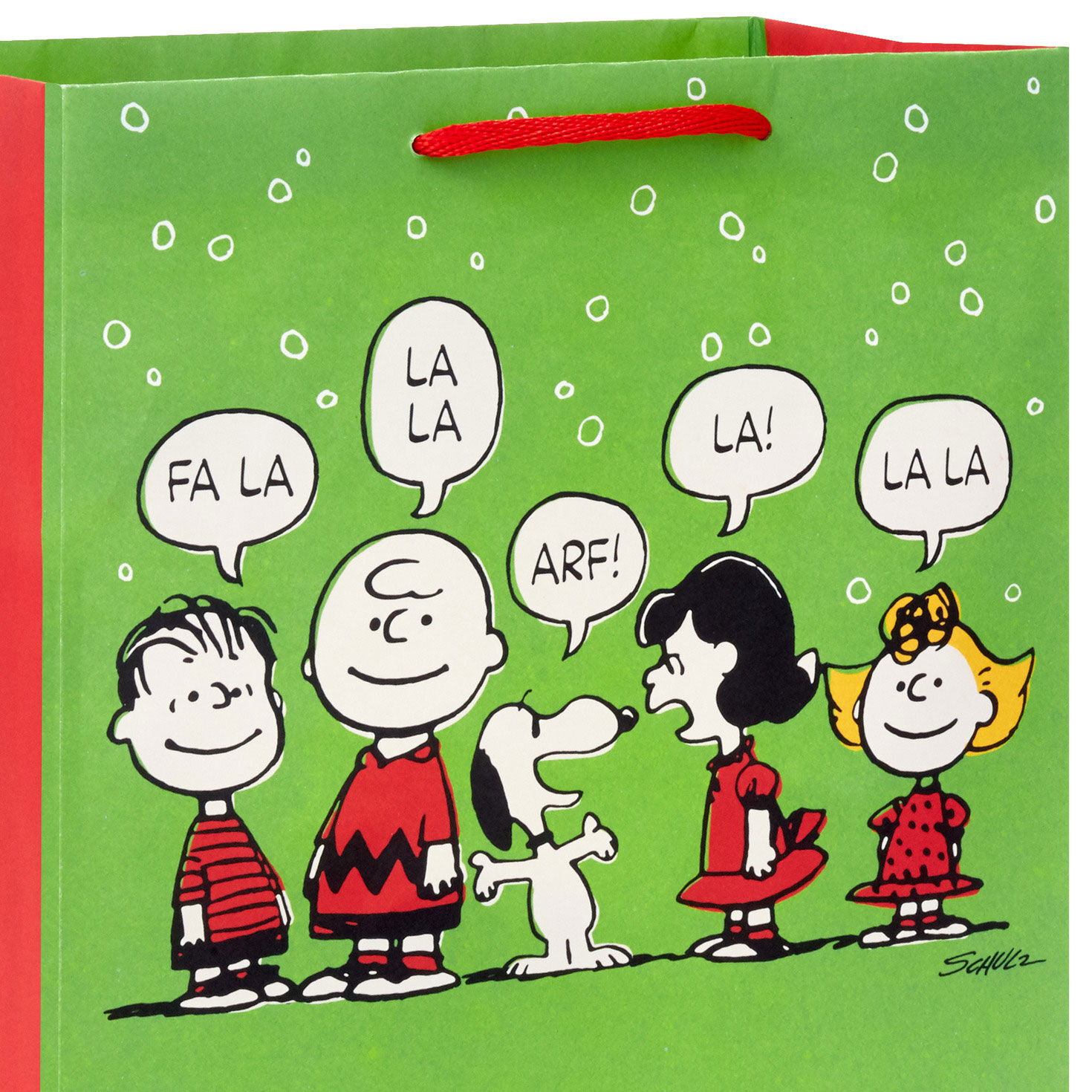 Vintage Peanuts 2-Pack Large Christmas Gift Bags closeup detail handle image number 4
