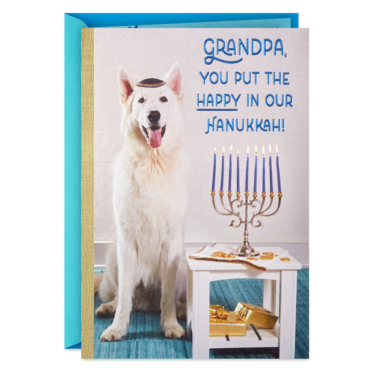 Happy and Bright Hanukkah Card for Grandpa