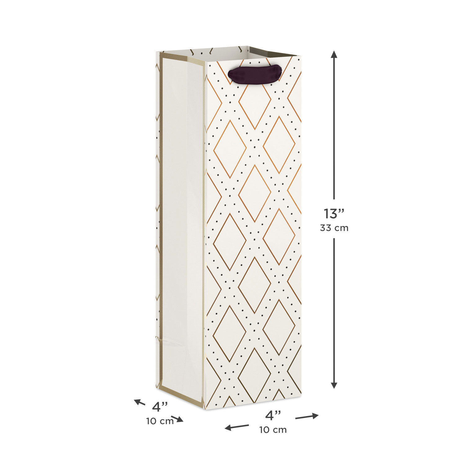Gold Diamonds and Dots on Cream Wine Bag measurement image number 3