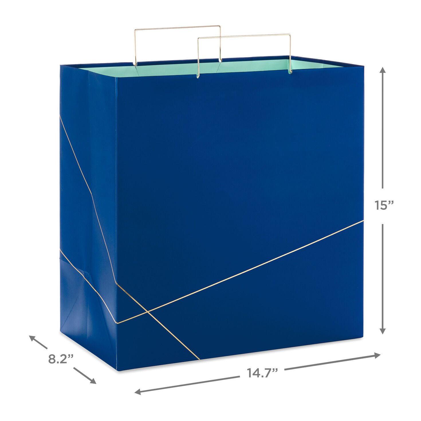 Navy With Gold Extra-Deep Square Gift Bag, 15", , large image number 3