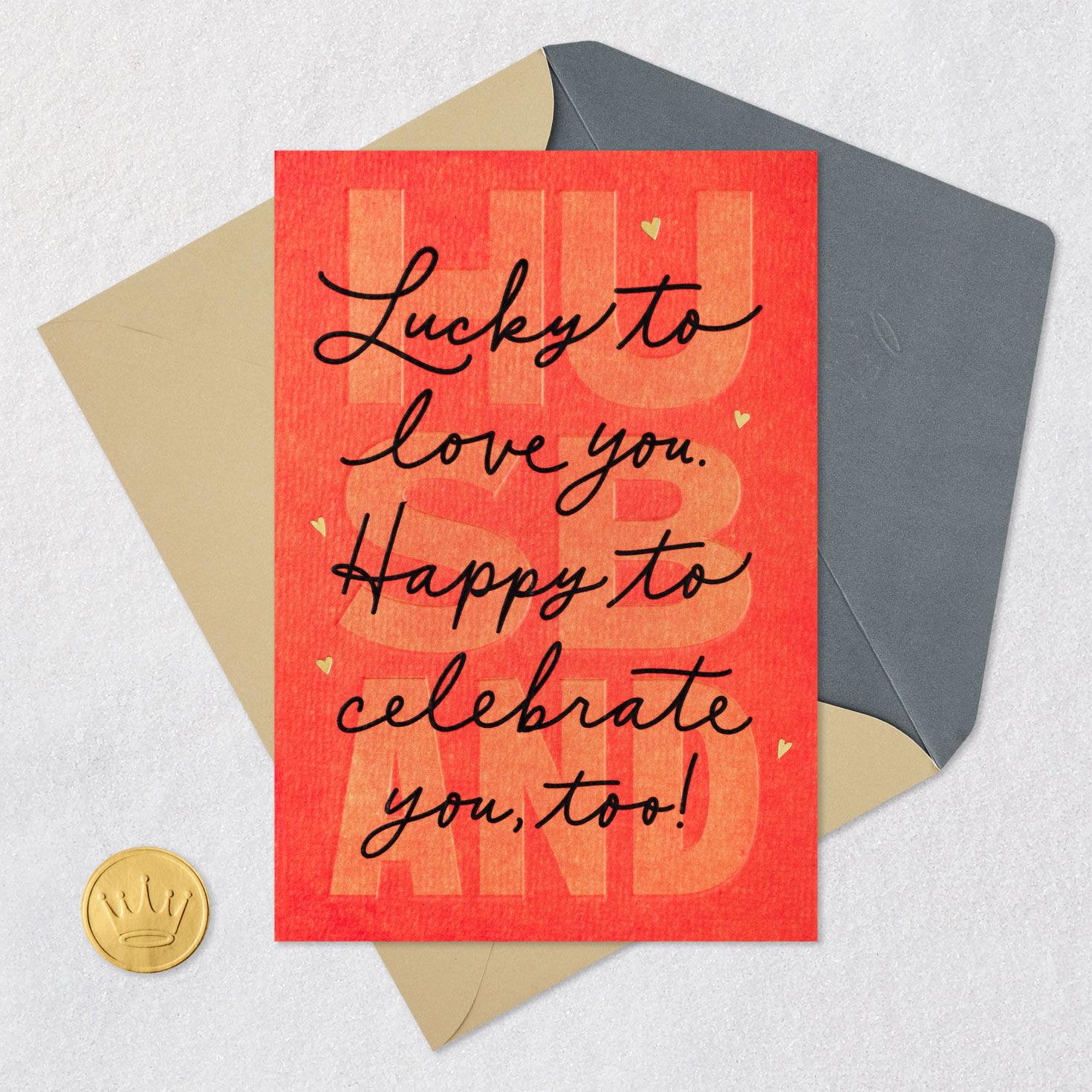 Script on Red Romantic Birthday Card for Husband Card Front with Envelope and Gold Seal image number 6