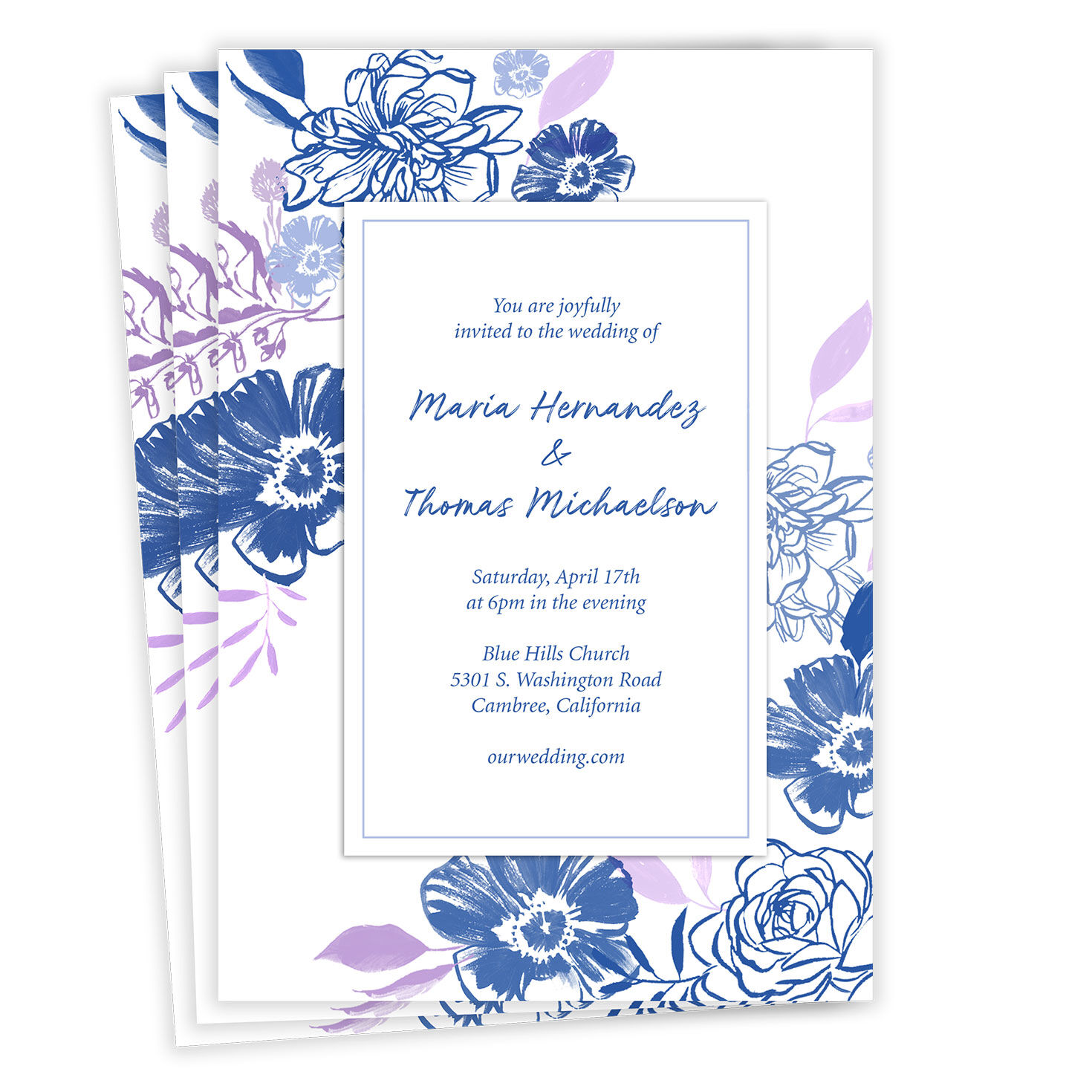 Sapphire Garden Flat Wedding Invitation