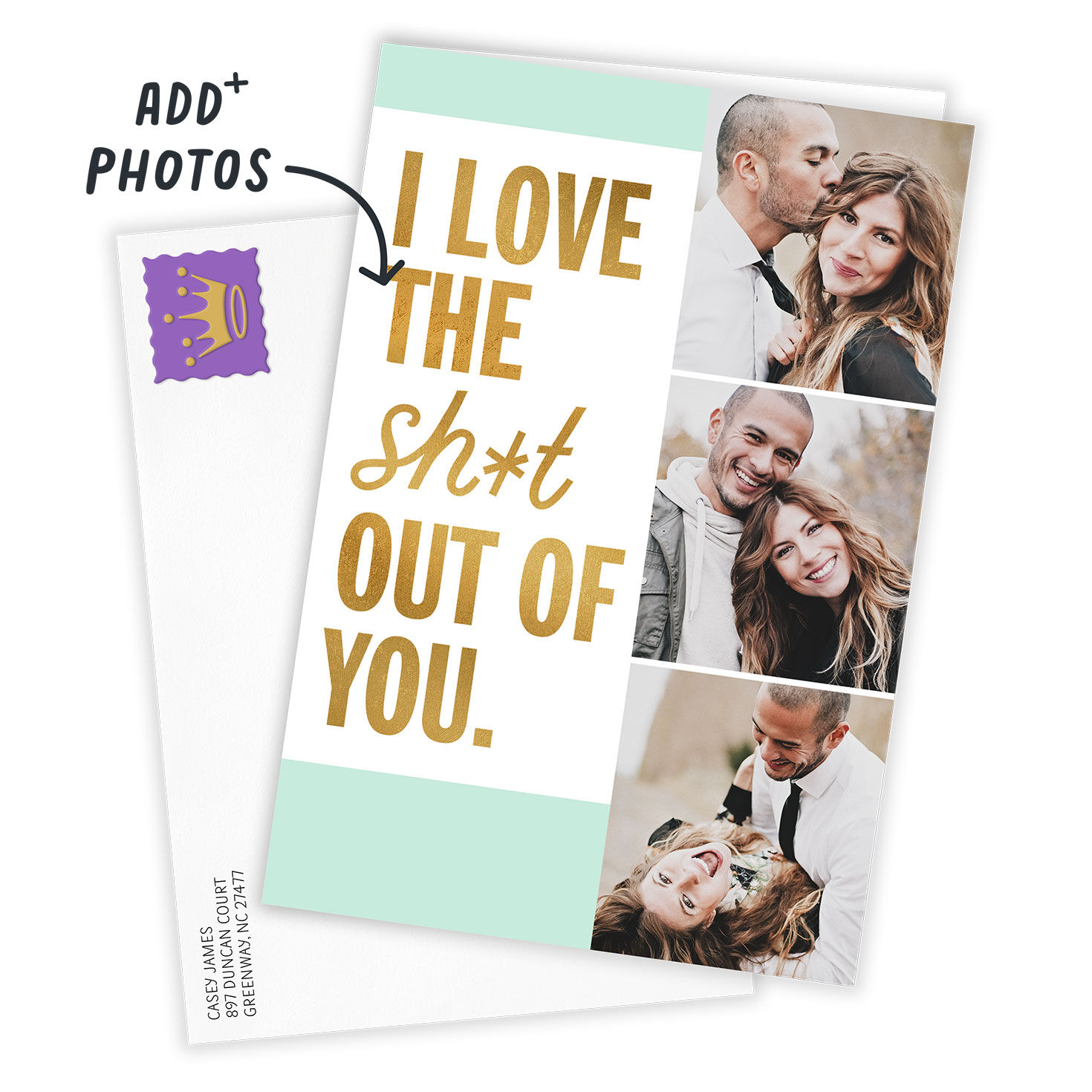 Love the Shit Outta You Folded Love Photo Card  image number 2