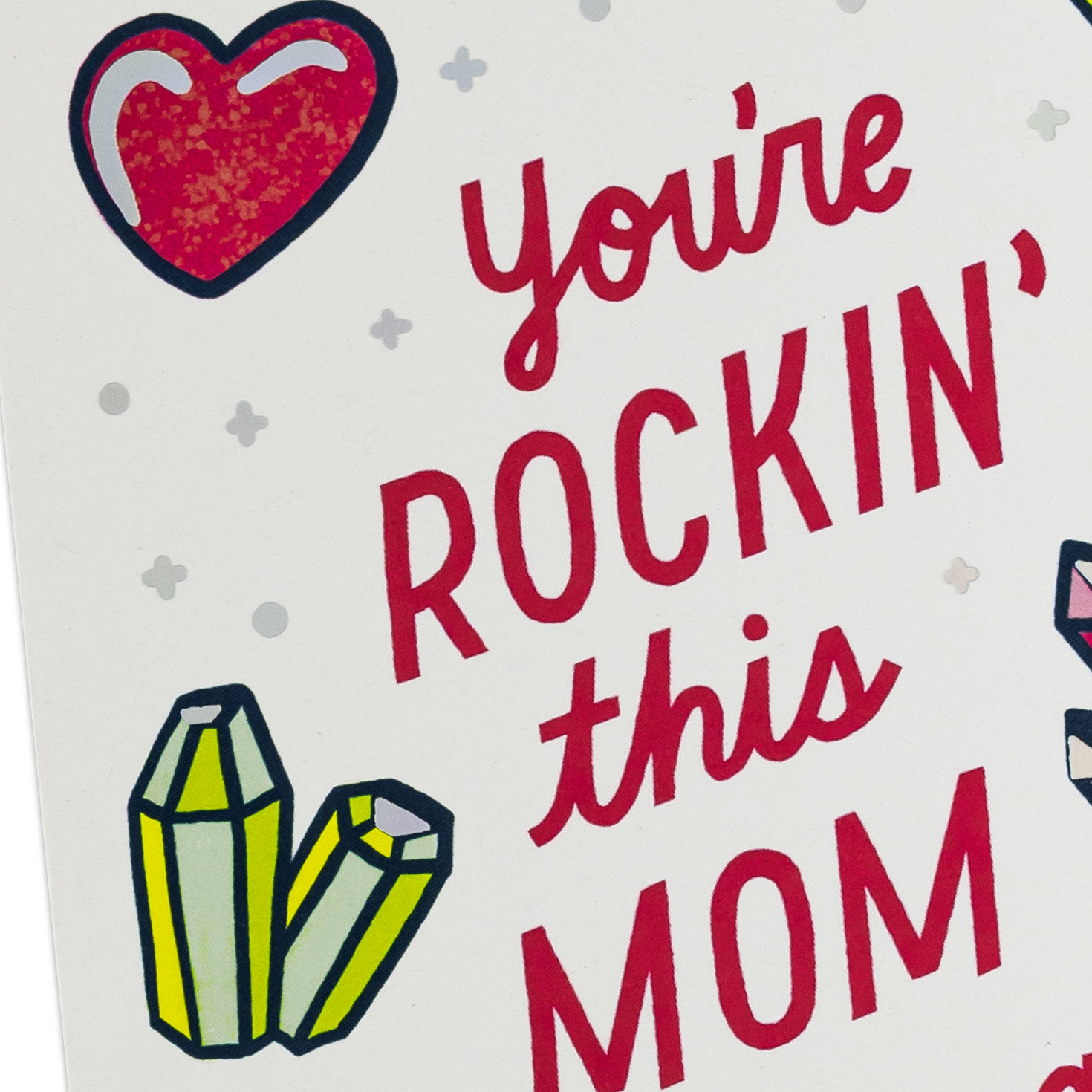 Pink and Lime Green Gems Mother's Day Card Card Front Detail image number 4