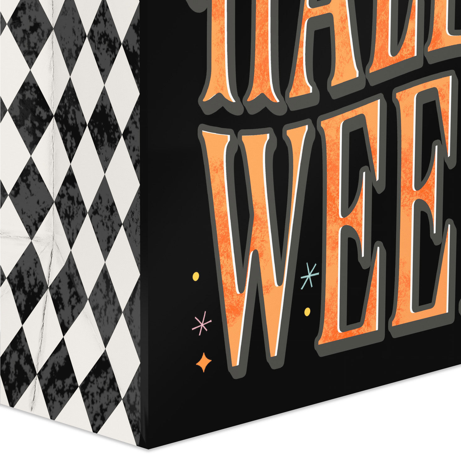Orange Lettering on Black Large Halloween Gift Bag Base/Side Detail image number 5