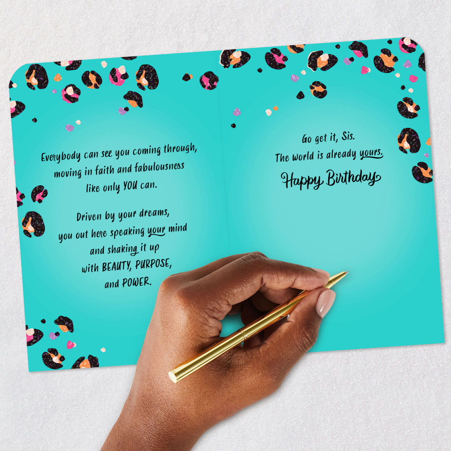 Blue With Leopard Spots Diva Birthday Card Signing card image number 7